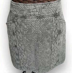 Anthropologie Pilcro A-Line Skirt Women Moss Embossed Mini Zip Back Cotton Lined